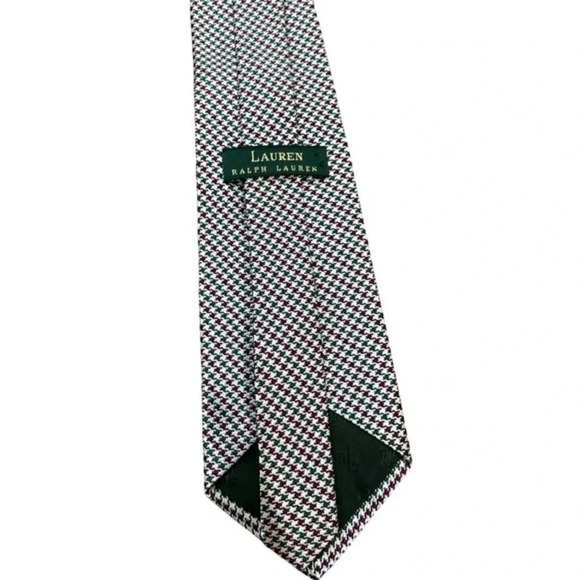 Lauren Ralph Lauren Mens Houndstooth Silk Neck Tie Black White‎ One Size - Picture 3 of 6